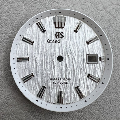 White GS 33.3mm No Lume Modified Waved Watch Dial for Movement NH35