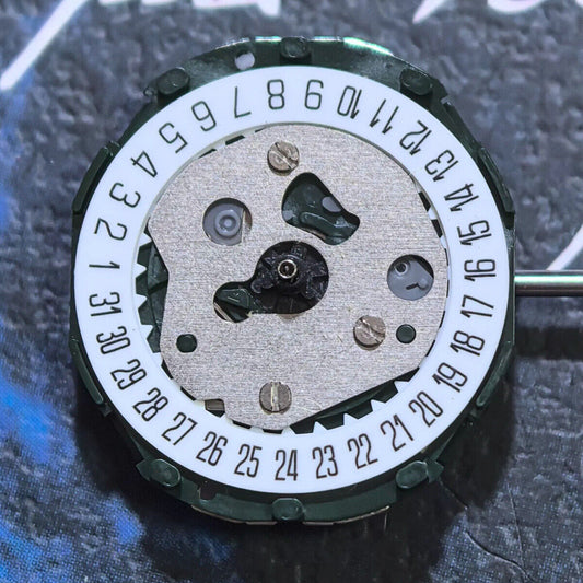 Set of 3 Miyota 2015 quartz watch movements with multifunctional date display at 6 o'clock.