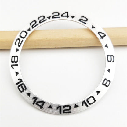 38 mm Keramik-Uhrenlünette, silberfarben, GMT, für 40 mm automatische mechanische Herrenuhr 