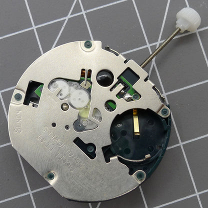 SUNON PE49 quartz watch repair part with small second subdial at 6 o'clock and date window at 3 o'clock