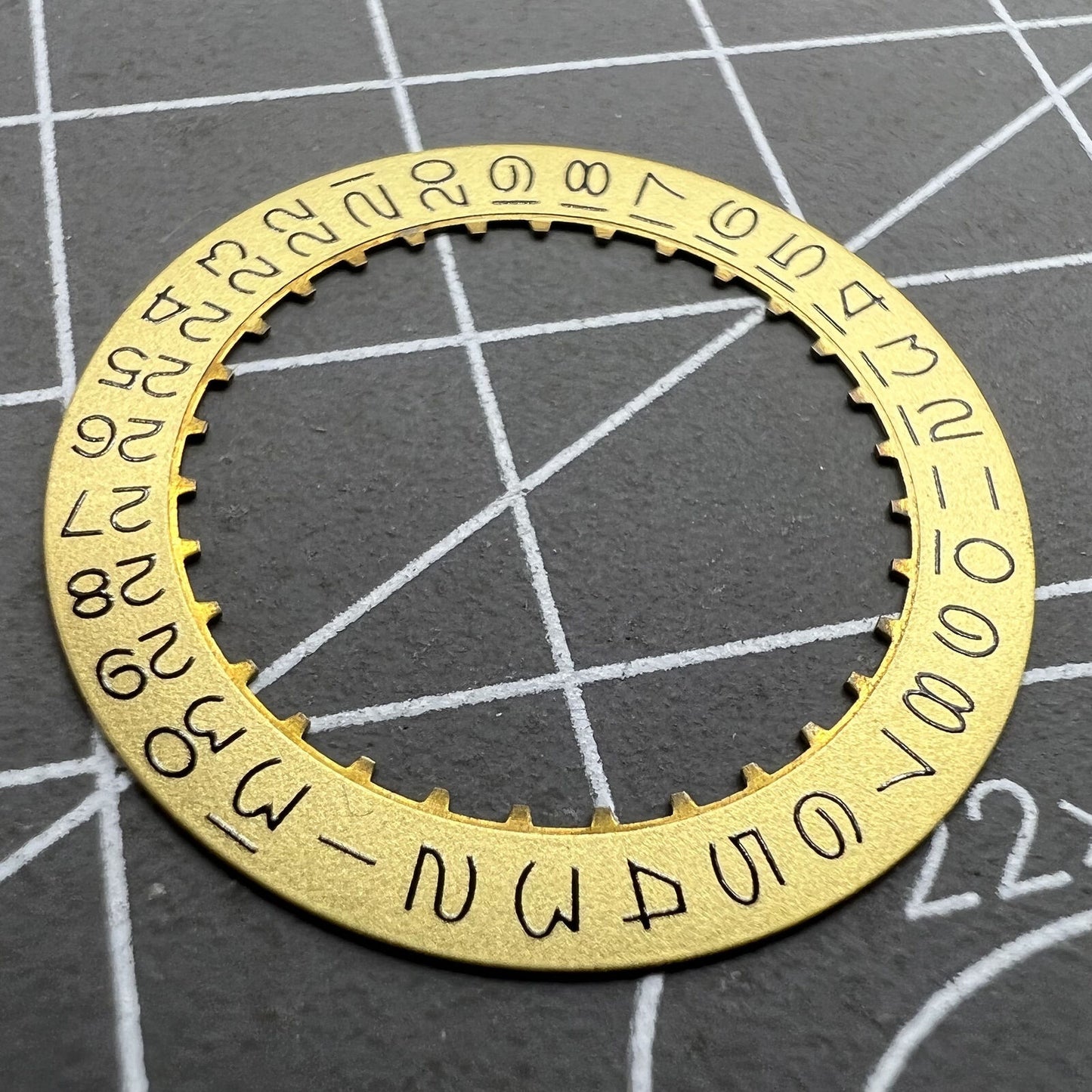 Golden numeral date disk wheel for ETA2824 Datejust watches, enhancing precise date display.