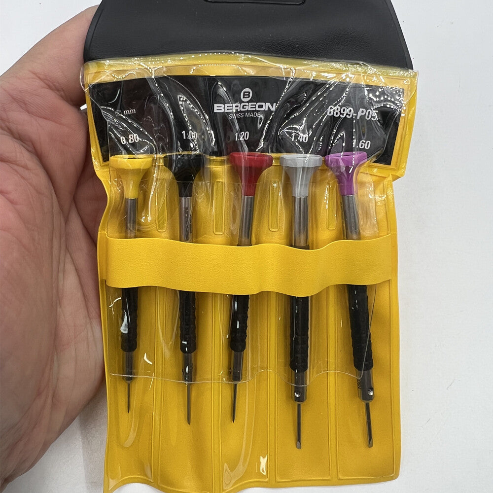 Bergeon 6899-P05 ergonomic screwdrivers set for precise watch repairs and adjustments