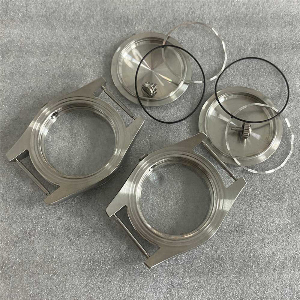 39MM stainless steel watch case with sapphire glass, solid back, fits NH35/NH36/4R movements.