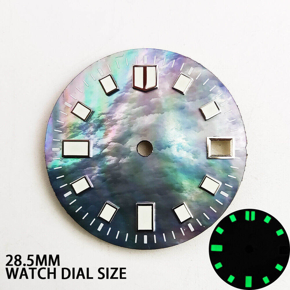 Green luminous meteorite starry sky watch dial, 28.5mm, compatible with NH35 movement, for unique timepieces.