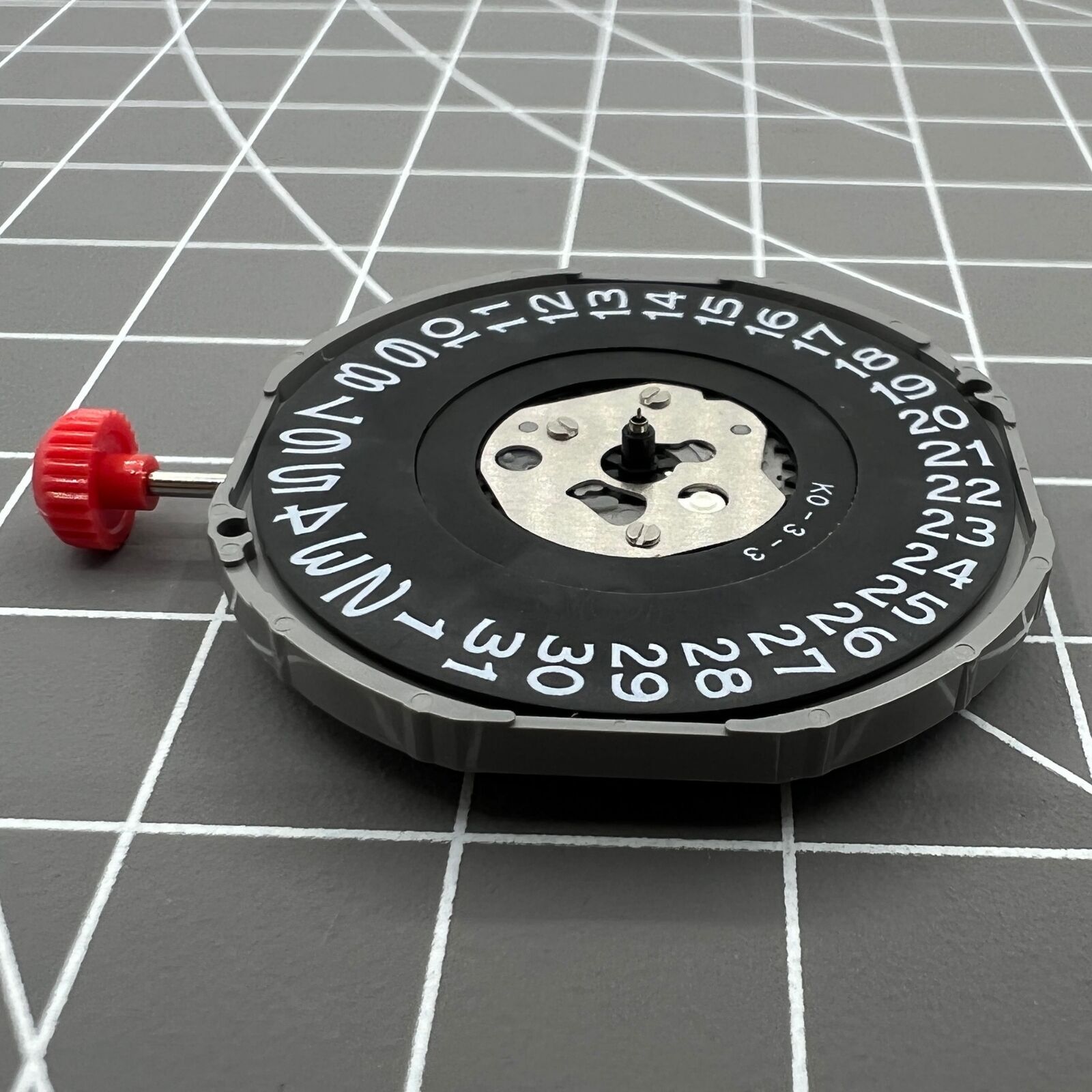 Japan Made Miyota 2415 watch movement with black disk date at 3 o'clock, quartz precision by Miyota.