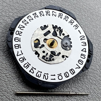 Seiko Japan 7N32C quartz watch movement with 3 hands and calendar at 3 o'clock, watch accessory.