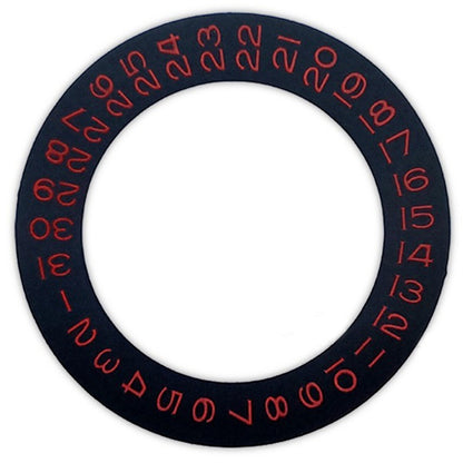 Red date wheel overlay on black background for ETA2824 2836 8200 watch movements, precision fit.