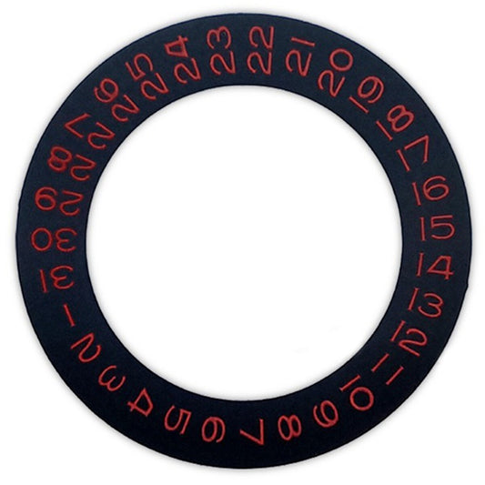 Red date wheel overlay on black background for ETA2824 2836 8200 watch movements, precision fit.