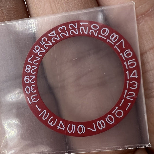 White date wheel for Miyota NH35 NH36 watch movement, red background, clear white font branding.