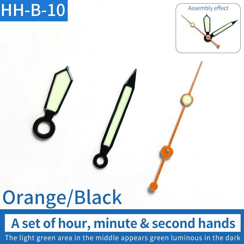 Aiguilles de montre vertes lumineuses pour réparation de montres à mouvement NH35/NH36 