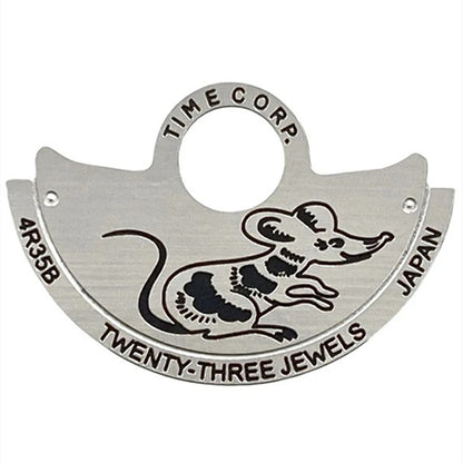 Rat China Zodiac silver rotor overlay for NH35 NH36 4R35, enhancing watch movement aesthetics.