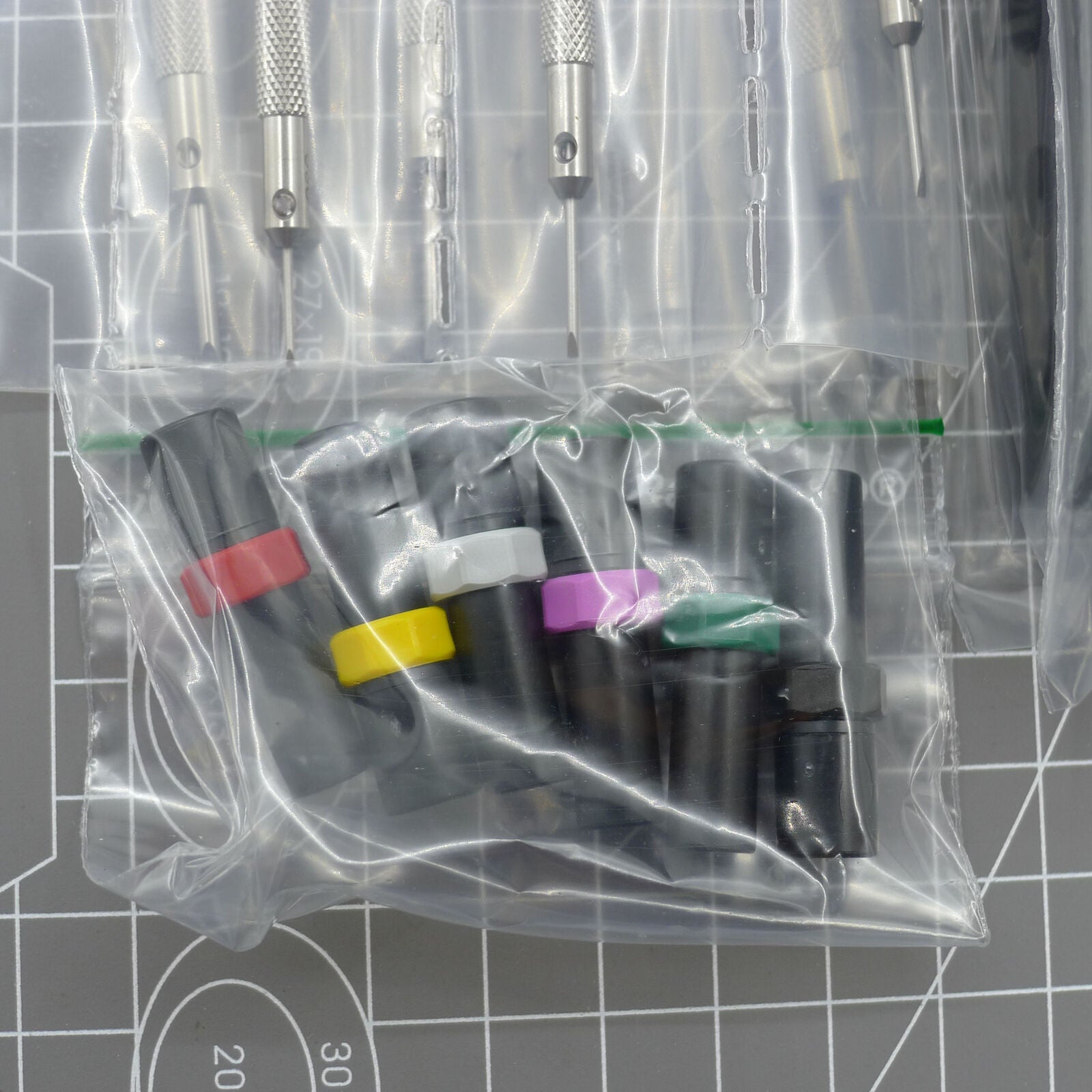 Swiss Bergeon 7778 watch screwdriver set with 6 precision blades and organizer stand for watch repair tasks