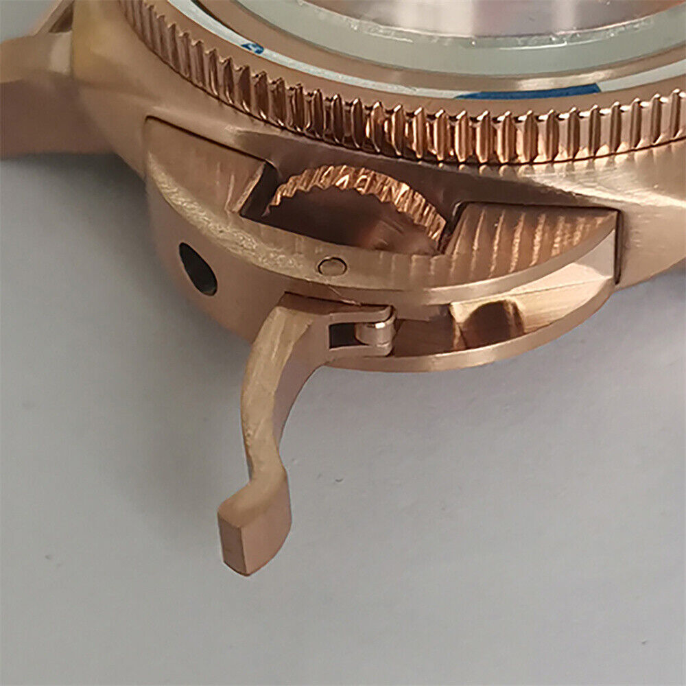 42 mm Mineralspiegel PVD Stahl Roségold Uhrengehäuse für NH35/NH36/4R/7S 