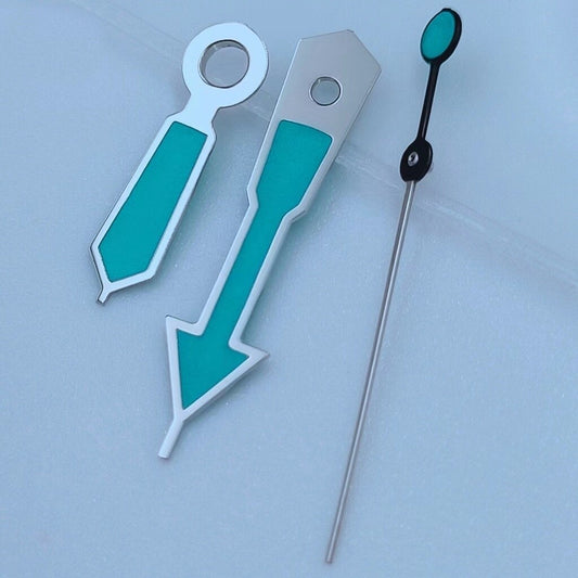 Aiguilles de montre luminescentes vertes peintes avec garniture argentée de 12,5 mm pour NH35 NH36 7S26