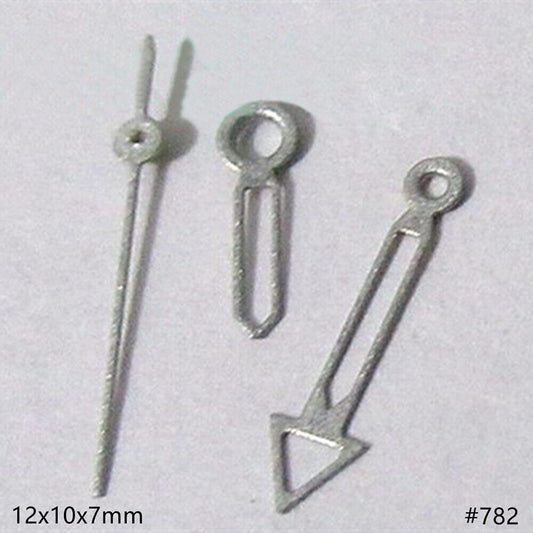 Aiguilles creuses argentées de 12 mm sans luminescence pour montres Miyota 2035, 2115, 2105 et 2305