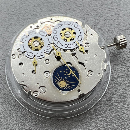 Seagull ST16 automatic watch with large date, three hands, and three chronograph subdials, stylish design.
