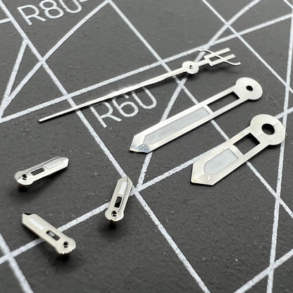 15mm silver trim green lume watch hands for Miyota OS10 OS20 OS22 OS60 OS80 with luminous visibility, brand quality.
