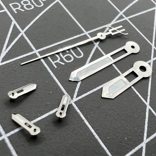 15mm silver trim green lume watch hands for Miyota OS10 OS20 OS22 OS60 OS80 with luminous visibility, brand quality.