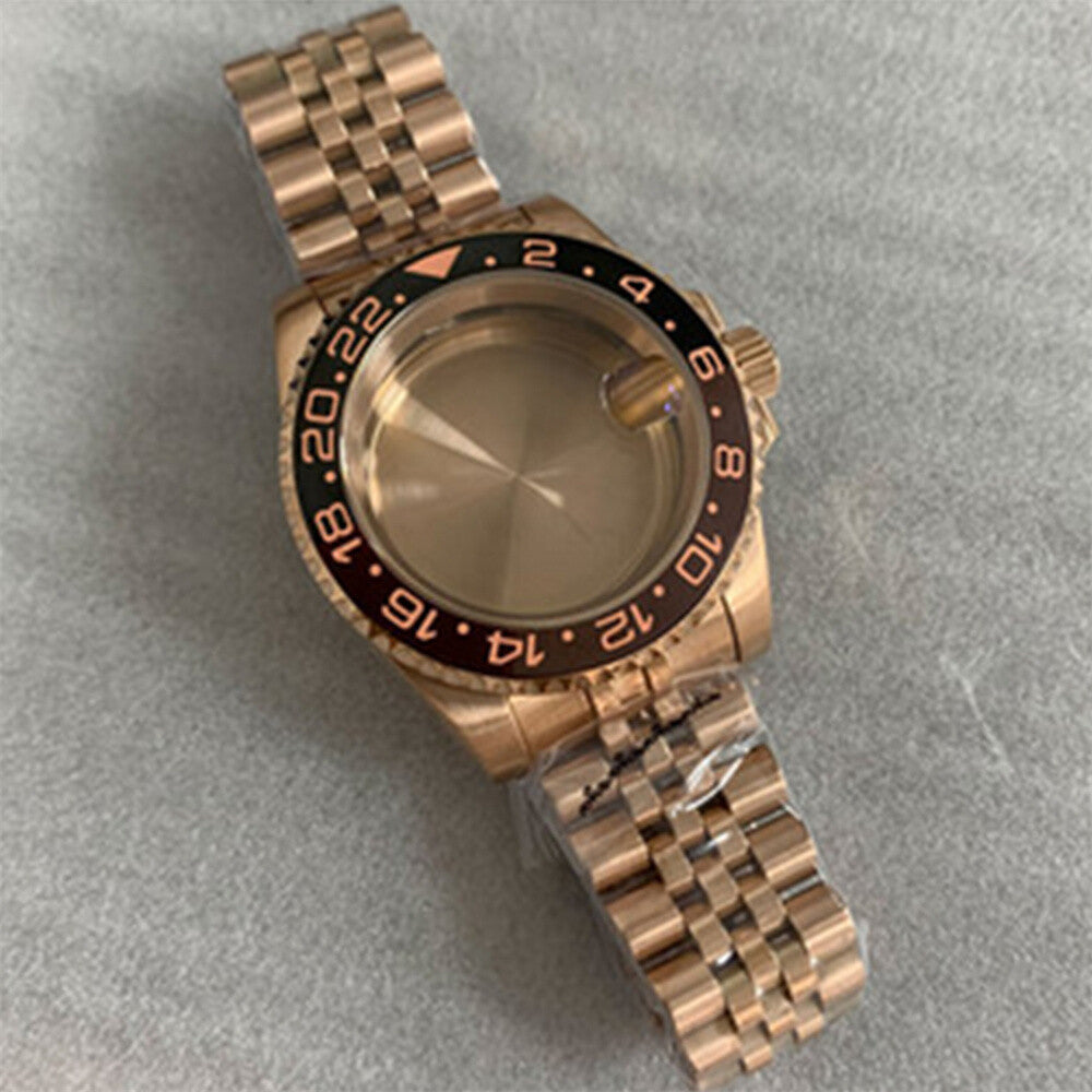 40MM Watch Case with Strap for NH35/NH36 Sapphire Glass Case Watchband Parts