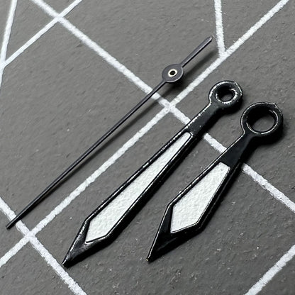 Aiguilles de montre peintes en blanc, garniture noire de 12 mm, pour mouvement à quartz Ronda 515