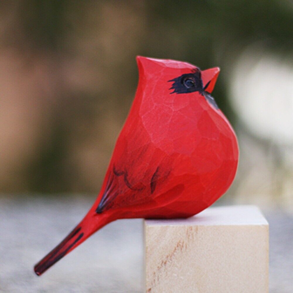 Handmade Cardinal Couple wooden sculpture, detailed bird figurines adding charm to home d�cor.