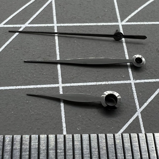 Aiguilles de montre noires polies en forme de feuille 11 x 16 x 16 mm pour mouvement LB06 