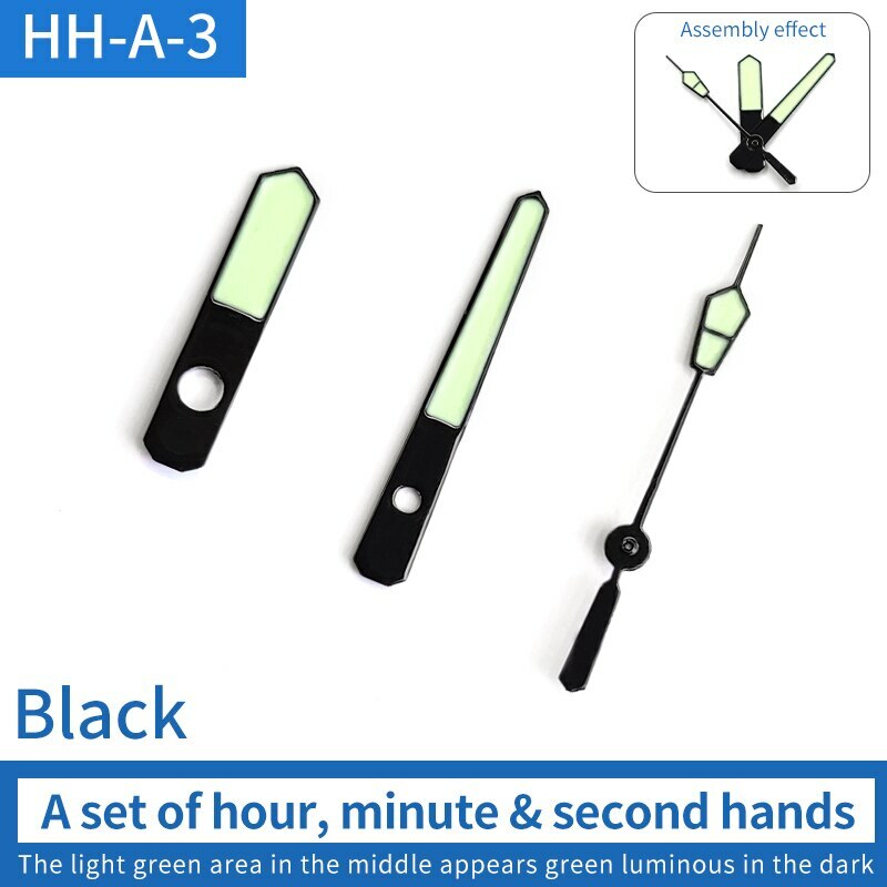 Green luminous watch hands set for SKX007 SRP Turtle series, perfect for precise time reading in low light.