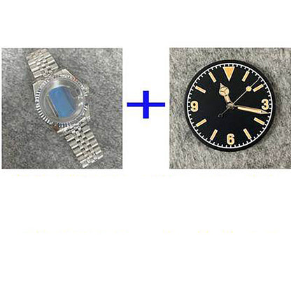 39mm Transparent Bottom Stainless Steel Watch Case+Band+Dial+Hands for NH35/NH36