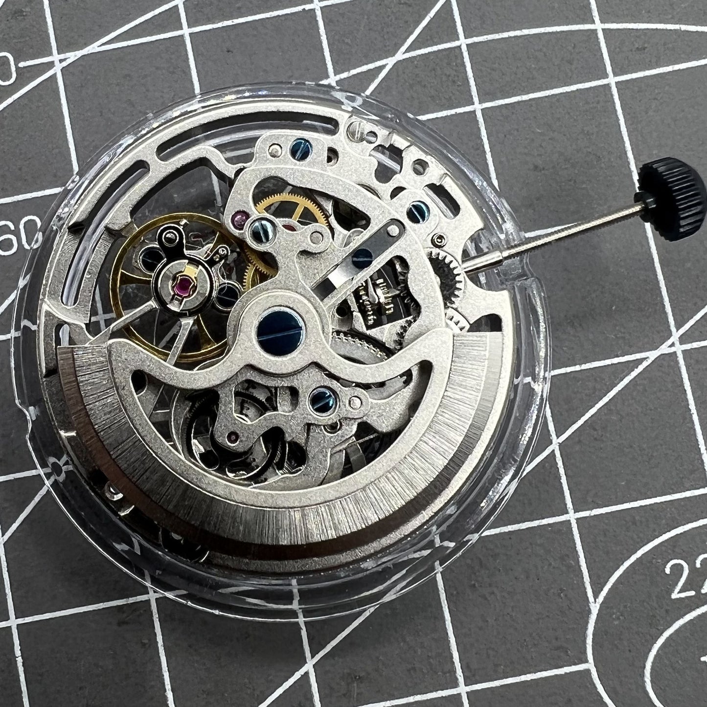 Seagull TY2809 Automatik Skelettuhr mit silbernem Geh�use und mechanischem Uhrwerk, elegantes Design.