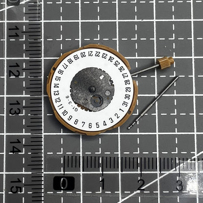 Japan Miyota GM10 watch movement with date display at 6 o'clock, precise quartz mechanism.