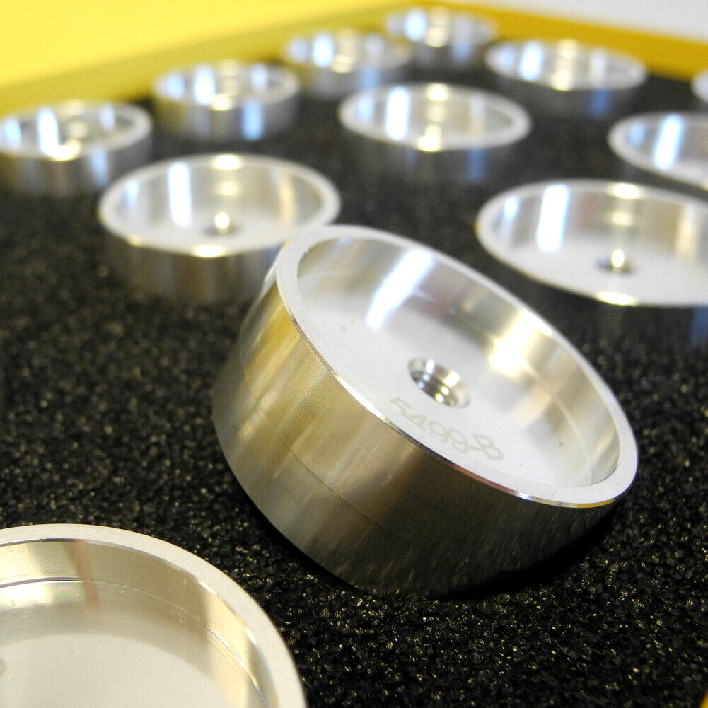 Swiss Bergeon 5499-15 aluminium glass fitting dies for tension ring watch glass repairs, precision tool for watchmakers.