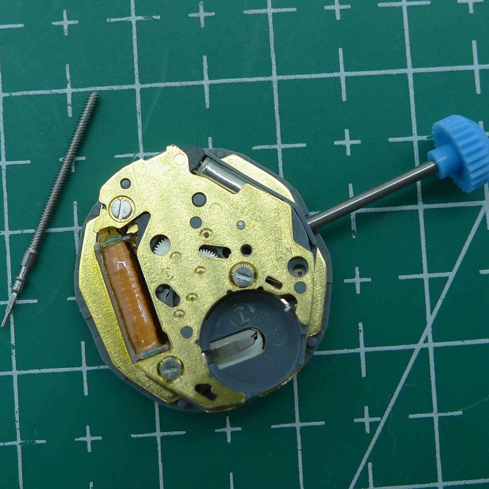 Miyota 6L12 quartz watch movement showing date at 3 o'clock, single calendar function for precise timekeeping.
