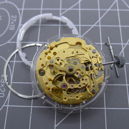 Gold-tone mechanical watch movement by Miyota (CITIZEN) 82S0, showcasing automatic precision engineering.