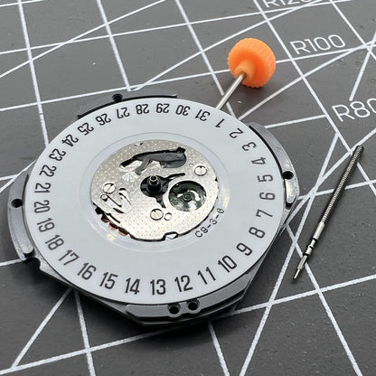Japan Made Miyota 1S13 watch movement with precise quartz date display at 6 o'clock, reliable timing.