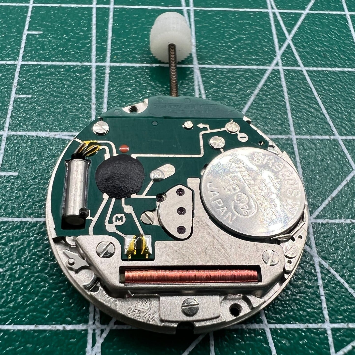 Swiss ETA 955.414 quartz watch movement with silver finish and date window at 3 o'clock by Wholesale.