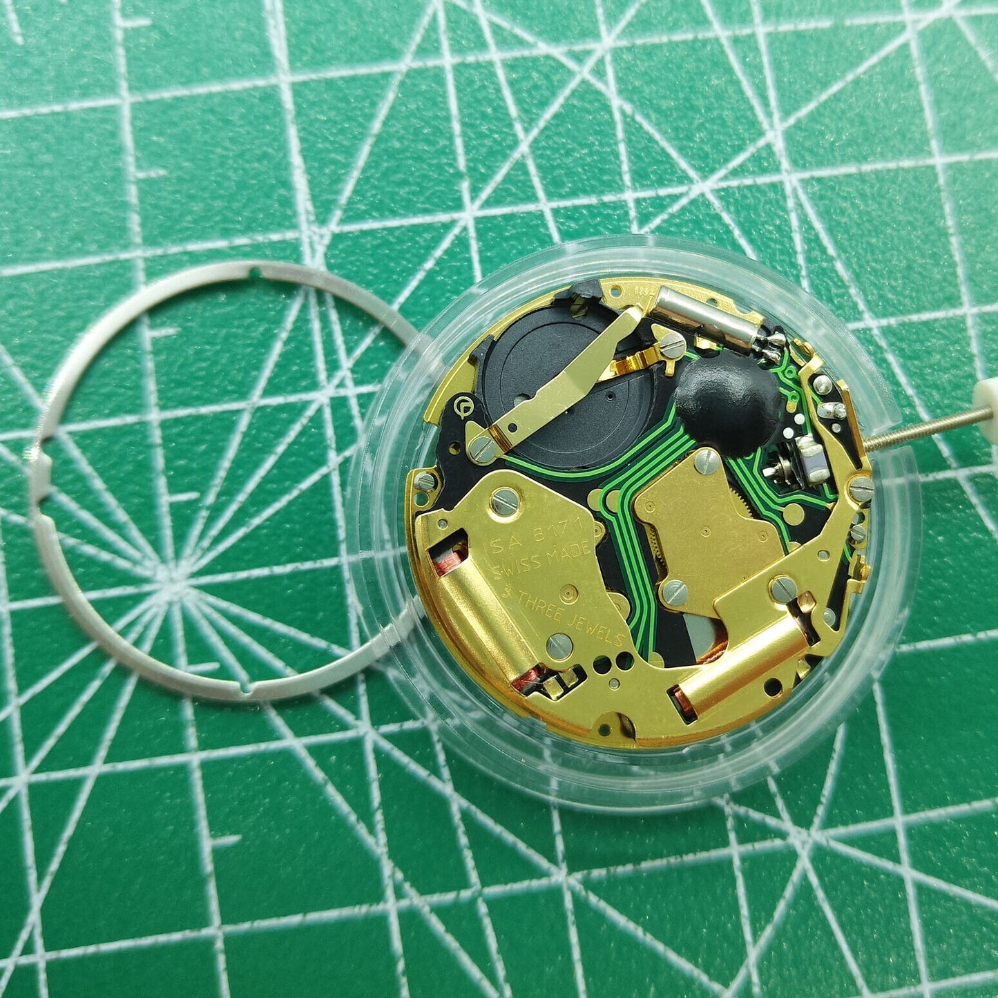 Original Swiss ISA 8171 quartz watch movement with date at 6, precision multifunctional timing by ISA.