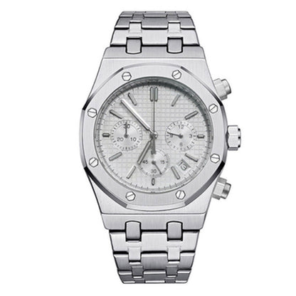 41MM stainless steel watch case and strap with VK63 movement and scratch-resistant sapphire glass.