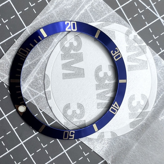 Aluminium Uhr Lünette 37.5mm Schwarz Grün Leuchtend Goldene Beschriftung SUB