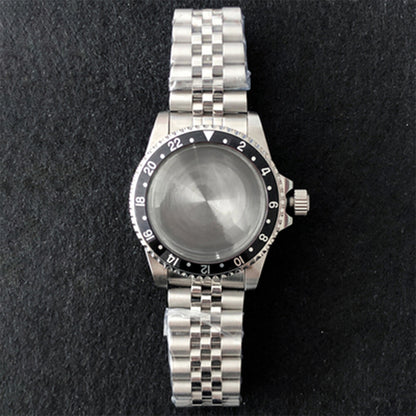 Stainless steel 39.5mm watch case with strap band for NH35/NH36 movement, durable and stylish.
