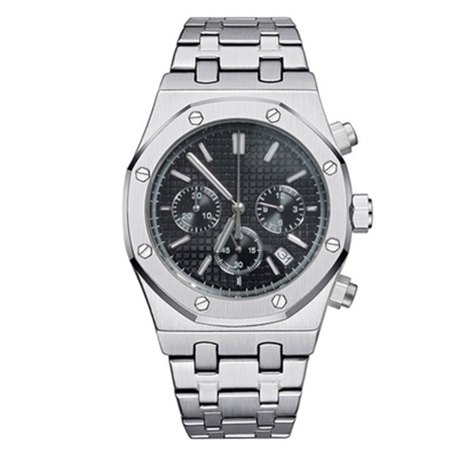 41MM stainless steel watch case and strap with VK63 movement and sapphire glass.