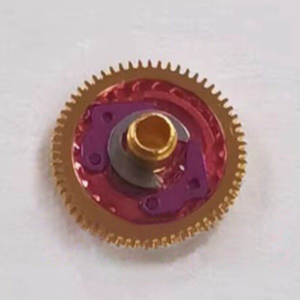 Golden GMT 24-hour hour wheel for 3186 mechanical movement, precise replacement part for watch repair.