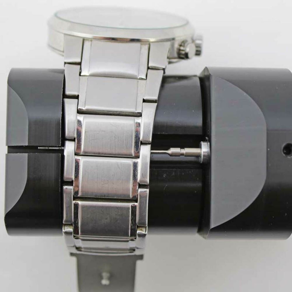 Bergeon 7250 tool for precise horizontal watch bracelet adjustment and link shortening.
