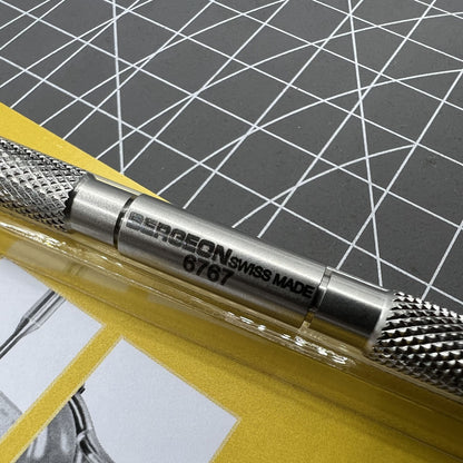 Bergeon 6767-S spring bar tool for precise watch bracelet fitting and strap adjustments.