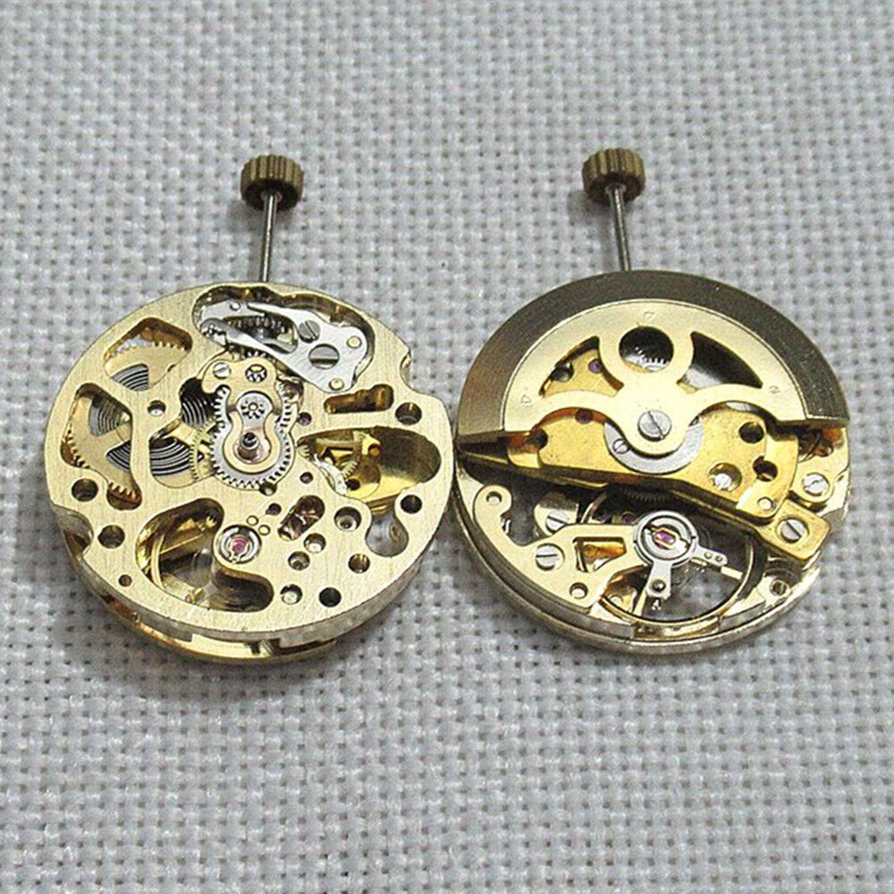 Hollow golden 26.5mm DANDONG 7120 automatic watch movement for precise mechanical timekeeping.