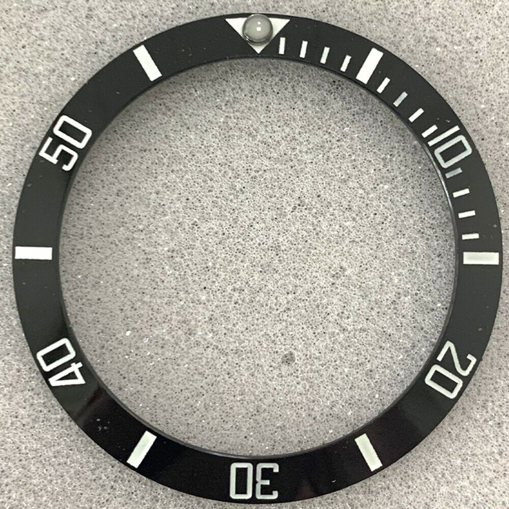 Black dull polished 38mm GMT SUB ceramic bezel insert for precise watch customization and repair.