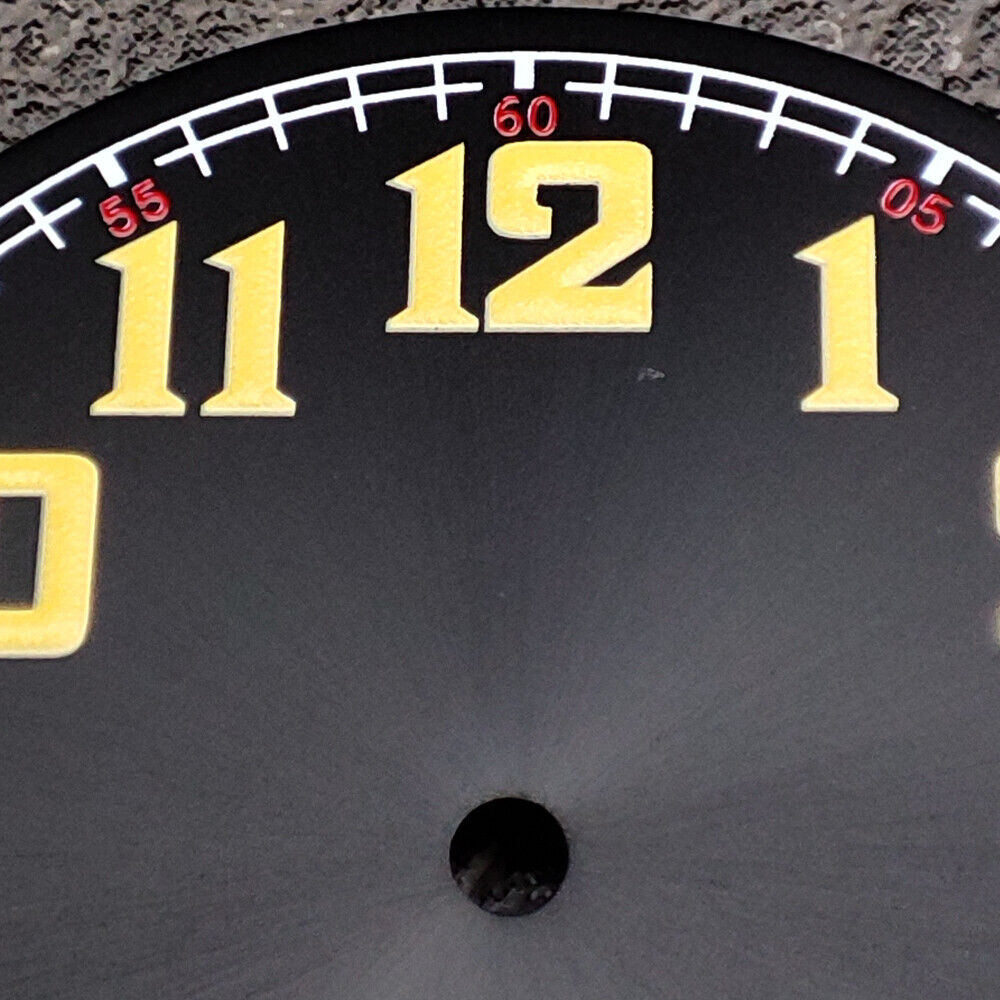 Black pilot watch dial with green lume numerals, 33.8mm waterproof design, fits NH35 movement.