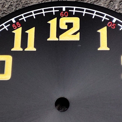 Black pilot watch dial with green lume numerals, 33.8mm waterproof design, fits NH35 movement.