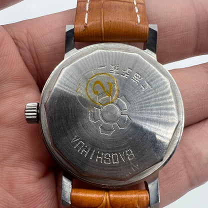 33mm Shanghai manual mechanical watch with single calendar, 17 jewels, shock-resistant classic timepiece