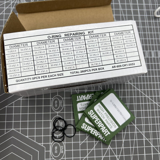 Kit de joints toriques étanches pour fond de montre, épaisseur 1,0 mm, 52 tailles, 260 pièces
