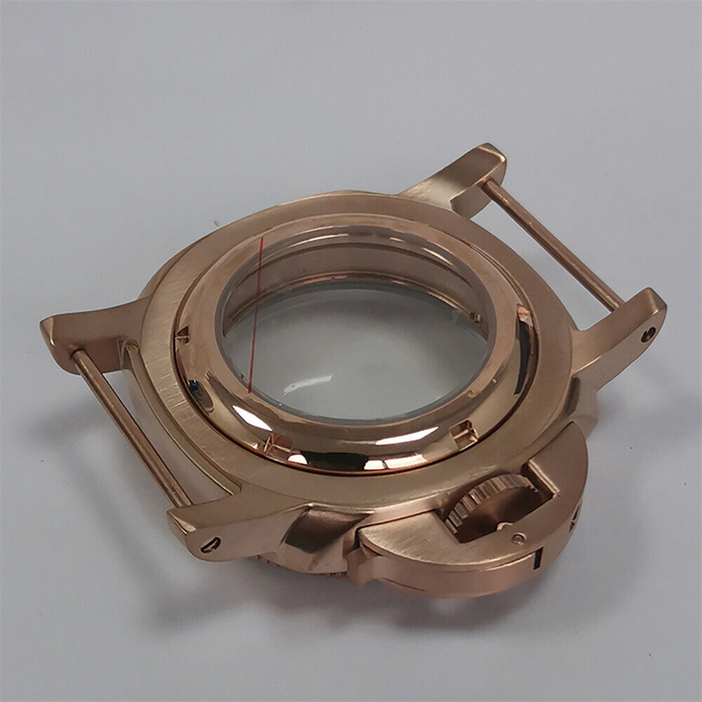 42 mm Mineralspiegel PVD Stahl Roségold Uhrengehäuse für NH35/NH36/4R/7S 
